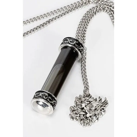 Dragon Age Grey Warden Joining Bundle flat lay showing Joining Chalice, Ceremony Scroll, Warden's Scroll Case and Warden's Oath Necklace