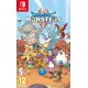 A Nintendo Switch game case featuring colorful anime artwork of two young girls alongside a friendly blue slime and various cute fantasy creatures in a dynamic wilderness setting