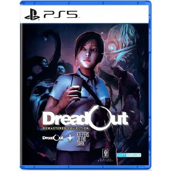 DreadOut Remastered Collection PS5 box art featuring Linda and various Indonesian folklore ghosts