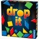 Drop It game box showing the vertical game board with colorful shapes dropping and landing