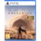 A PlayStation 5 game case depicting a lone desert survivor staring up at a colossal sandworm erupting from the rolling sand dunes of Arrakis