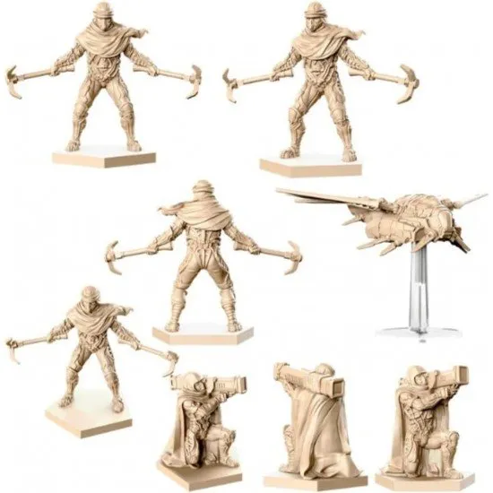 Dune: War for Arrakis - Desert War expansion box featuring Arrakis desert landscape with Fremen and Harkonnen forces