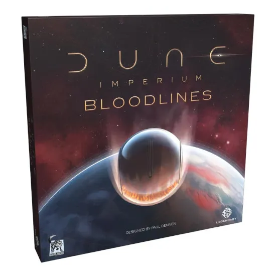 Dune Imperium Bloodlines expansion box featuring Sardaukar Commanders and dynasty artwork for the Dune Imperium board game