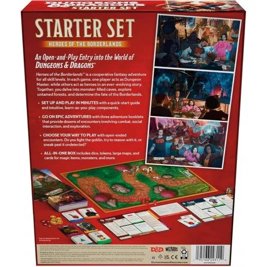 Dungeons & Dragons Starter Set Heroes of the Borderlands Wizards of the Coast Dungeons & Dragons Starter Set Heroes of the Borderlands box art showing adventurers fighting a monster in a fantasy landscape
