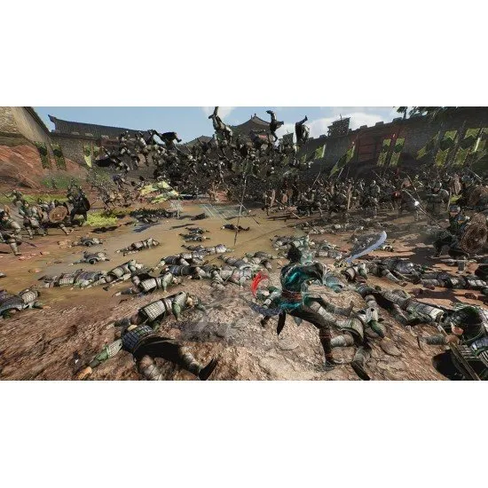 Dynasty Warriors: Origins game cover showing the original nameless hero protagonist facing a massive army in a dynamic battle scene