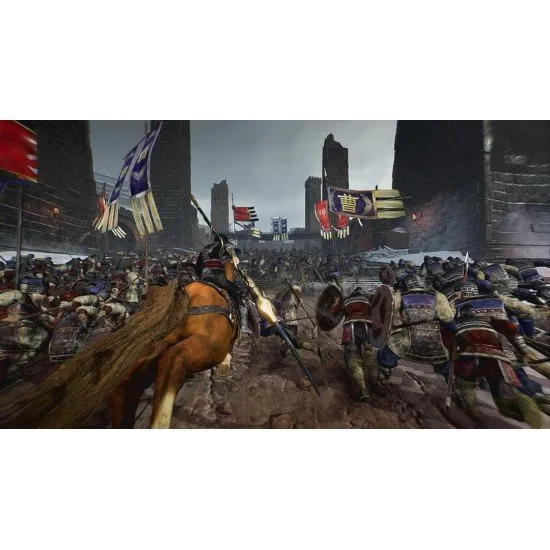 Dynasty Warriors: Origins game cover showing the original nameless hero protagonist facing a massive army in a dynamic battle scene