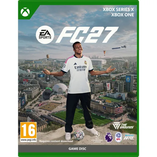 EA SPORTS FC 27 Xbox game case featuring action artwork and next-gen football features