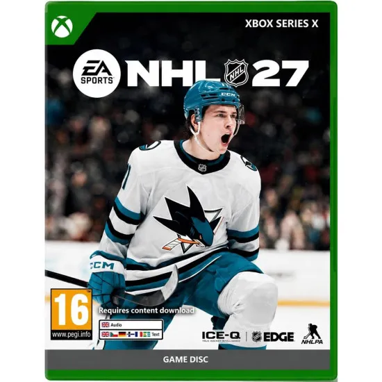 Xbox Series X game case for EA SPORTS NHL 27 showing ice hockey players competing in a packed arena
