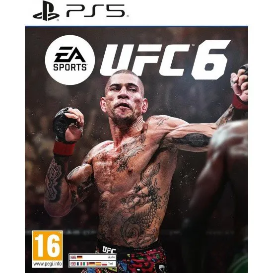 Two high-profile UFC fighters engaged in a tense striking exchange within a photorealistic Octagon arena