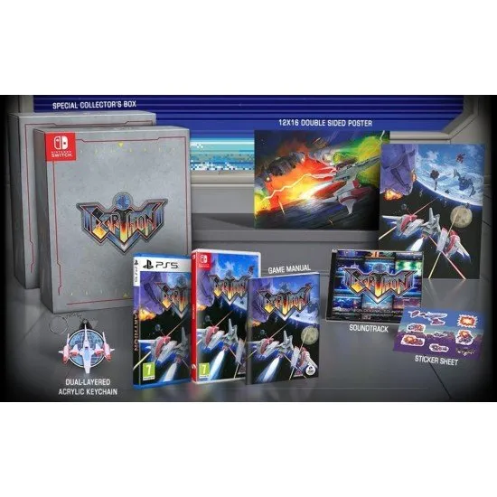 Earthion Deluxe Edition PS5 box set showing the Special Box, Original Soundtrack CD, game, and poster