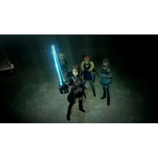 Two warriors engaging a massive stone golem in a vibrant, sunlit forest clearing