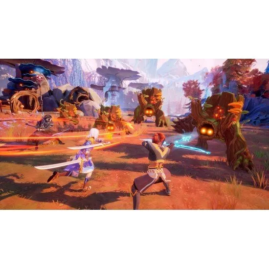 Eline the nomad standing on a vibrant cliffside overlooking the corrupted lands of Avaris