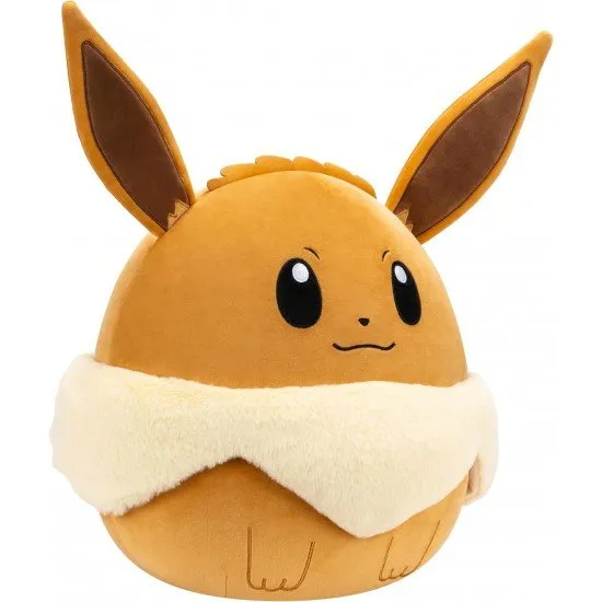 Pokémon Squishmallows Eevee Plush The Pokémon Squishmallows Eevee plush, a soft, brown, 14-inch stuffed animal.