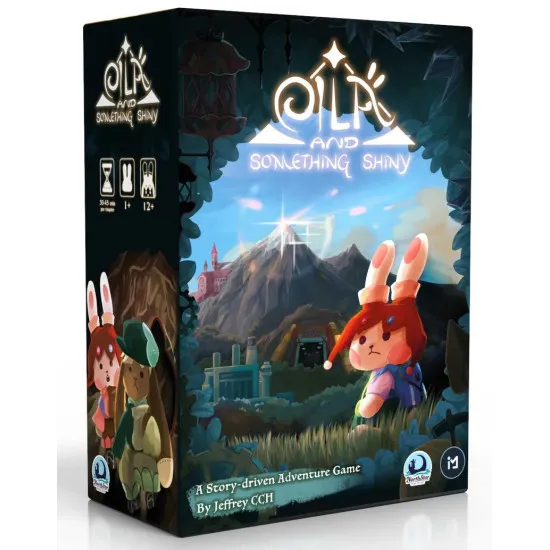 Eila and Something Shiny solo board game box featuring illustrated rabbit protagonist Eila in a mystical forest world