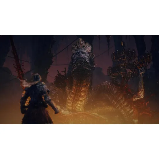 A Nintendo Switch 2 game case featuring a Tarnished warrior resting at a golden Site of Grace with the colossal, glowing Erdtree shining across a dark, misty fantasy landscape