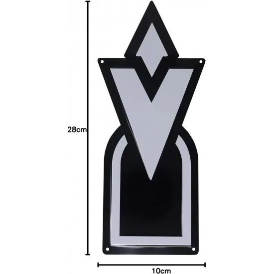 Metal tin sign featuring the black and white Skyrim quest marker symbol with embossed details