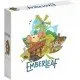 Emberleaf game box cover showing small, brave Emberlings rebuilding a village in a stylized wilderness setting