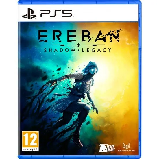 Ereban Shadow Legacy PS5 box art featuring Ayana using shadow powers in a sci-fi environment