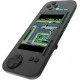 Evercade EXP-R handheld retro gaming console in charcoal grey and turquoise with Tomb Raider Collection 1 cartridge