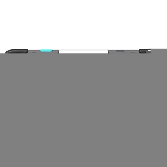 Evercade EXP-R handheld retro gaming console in charcoal grey and turquoise with Tomb Raider Collection 1 cartridge
