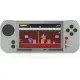 The Evercade EXP-R handheld console with its retro-inspired color scheme, shown alongside the Duke Nukem Collection 1 cartridge.