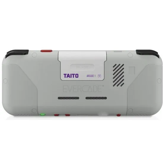 Evercade EXP-R Console with Taito Arcade 1 The Evercade EXP-R handheld console with its retro-inspired color scheme, shown alongside the Taito Arcade 1 cartridge.