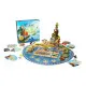 A fantasy board game box showing an overview of a bustling lighthouse port populated by coastal critters and sailing ships on a glittering blue ocean