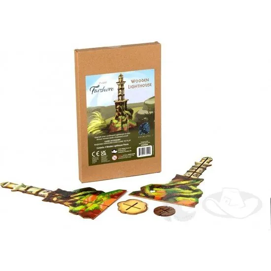 Everdell Farshore wooden lighthouse upgrade painted wooden replacement accessory for the Farshore board game
