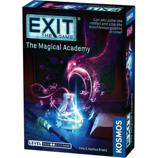 EXIT The Magical Academy KOSMOS Escape Room Game Easy EXIT The Magical Academy box art showing a mysterious, old academy building with magical effects and puzzle symbols