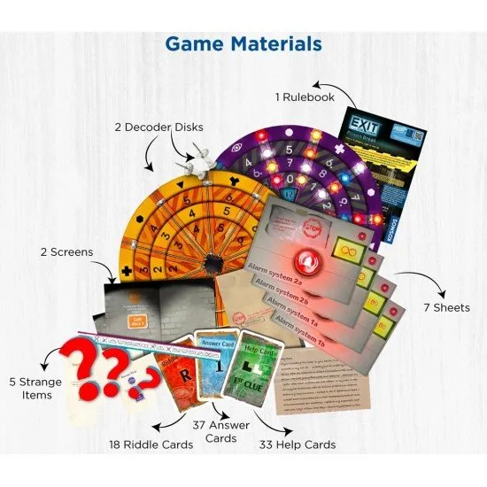 EXIT Prison Break KOSMOS Escape Room Game Difficult EXIT Prison Break box art showing prison bars, a guard tower, and cryptic puzzle symbols