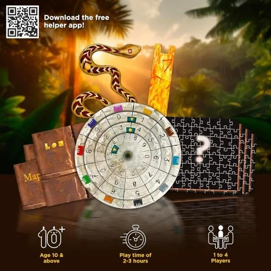 EXIT The Sacred Temple KOSMOS Escape Room & Jigsaw Puzzle EXIT The Sacred Temple box art showing an ancient, mysterious temple structure with jigsaw puzzle pieces and puzzle symbols