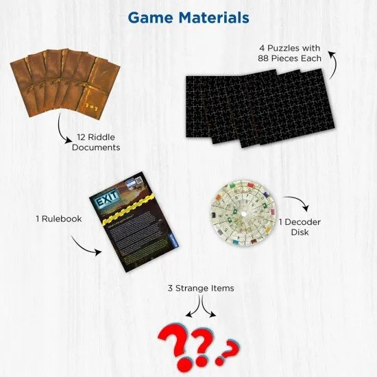 EXIT The Sacred Temple KOSMOS Escape Room & Jigsaw Puzzle EXIT The Sacred Temple box art showing an ancient, mysterious temple structure with jigsaw puzzle pieces and puzzle symbols