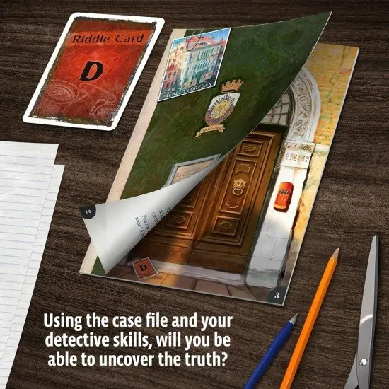 EXIT The Venice Conspiracy KOSMOS Escape Room Game Venice EXIT The Venice Conspiracy box art showing the canals and buildings of Venice with hidden puzzle symbols