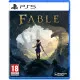 A PlayStation 5 video game case displaying a fantastical open-world landscape with a lone adventurer looking out over a rolling green valley towards a distant fairytale castle