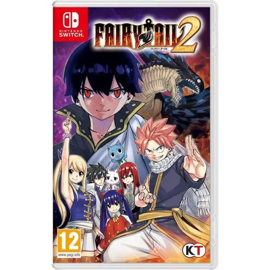 Fairy Tail 2 Nintendo Switch box art showing Natsu, Lucy, and other guild members preparing for battle against Zeref