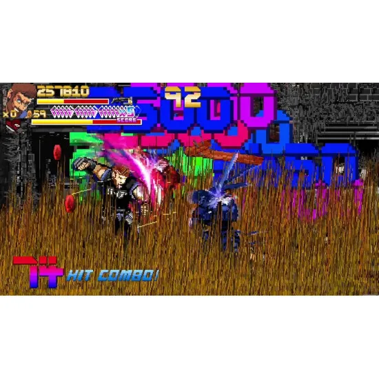 A PlayStation 5 game case showcasing a muscular street brawler executing a flaming upper-cut on an enemy punk amidst shattered crates and city debris
