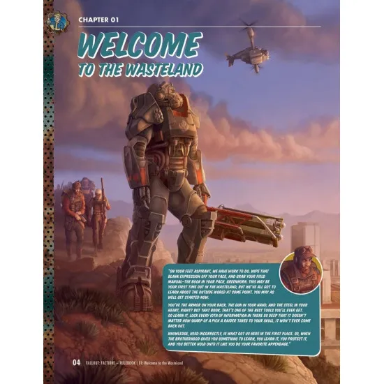 Fallout Factions Core Rulebook 112-page full-colour hardcover featuring Wasteland faction artwork and skirmish wargame cover design