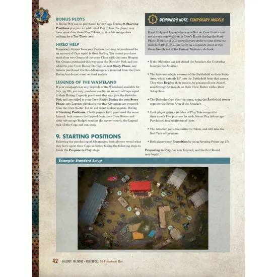 Fallout Factions Core Rulebook 112-page full-colour hardcover featuring Wasteland faction artwork and skirmish wargame cover design