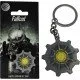 Circular metal keyring featuring the embossed cog-shaped Vault-Tec door design