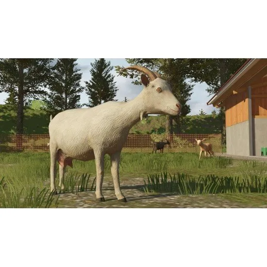 A modern John Deere tractor cultivating a large field under a bright blue sky on a Nintendo Switch screen