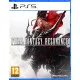 A PlayStation 5 game case depicting a central hero holding a glowing blue blade while shadowy silhouettes of massive legendary summons tower in the sky above