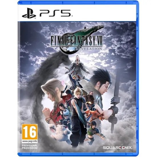 PlayStation 5 game case for Final Fantasy VII Revelation featuring Cloud Strife and the Highwind airship