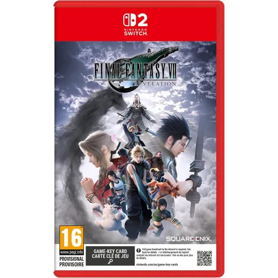 Nintendo Switch 2 game case for Final Fantasy VII Revelation featuring Cloud Strife and the Highwind airship