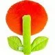 Super Mario Mocchi Mocchi Fire Flower plush toy with vibrant orange and red petals sitting flat