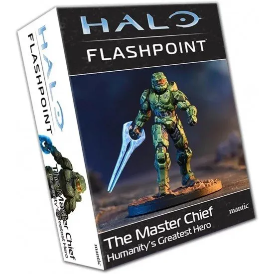 Halo Flashpoint Master Chief expansion box showing the Master Chief (John-117) miniature holding an Energy Sword