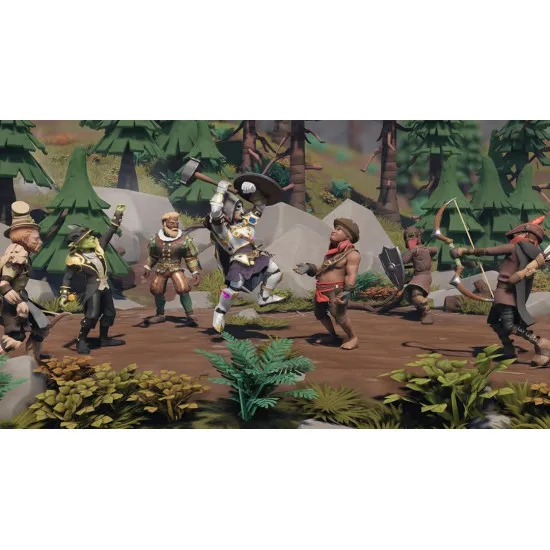 A PlayStation 5 game case depicting a band of fantasy adventurers standing on a hex-grid battlefield facing off against a tyrannical queen and her malevolent forces