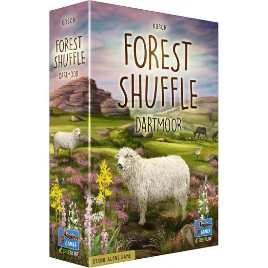 Forest Shuffle: Dartmoor card game box art showing various animals and plants in a Dartmoor-inspired natural setting