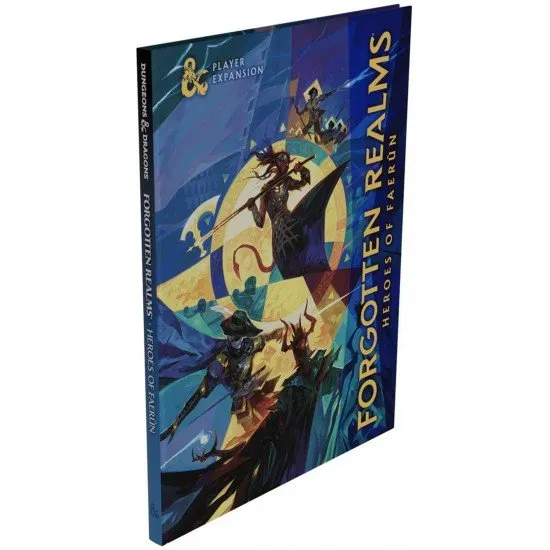 Alternate cover edition of Heroes of Faerun showing stylised artwork of legendary heroes against a Faerunian backdrop