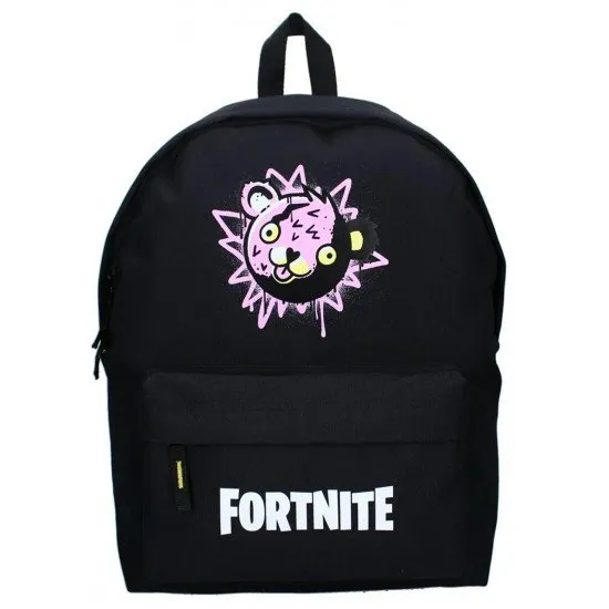 Fortnite Battle Royale black backpack showing action graphics and characters from the video game