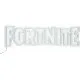 Official Fortnite logo LED neon wall light glowing blue mounted on a gaming bedroom wall